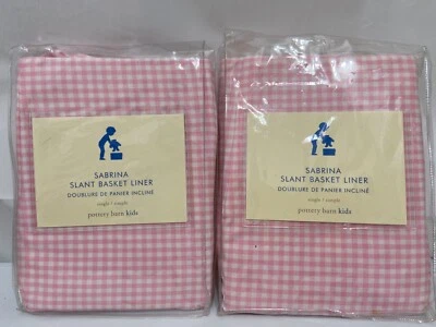 191078 Hogar Pottery Barn Kids PBK Sabrina Cesta Inclinada Forro Lote Único de 2 NUEVO Foto 1 de 2