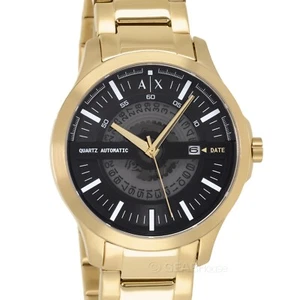 Armani Exchange Mens Automatic Quartz Watch Black Gray Dial Gold Stainless Steel - Picture 1 of 8