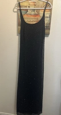 SCALA Womens Black Beaded Sequin 100% Silk Formal Dress Gown Size 2XL - Image 1 of 4