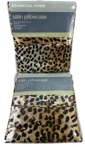 2 Satin Pillow Covers Standard/Queen  20 x 30 in. Leopard for Hair, Skin NEW - Picture 1 of 12