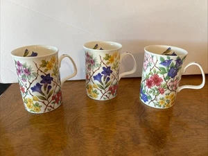 Roy Kirkham Alpine Chintz Fine Bone China Mug Tasse England 1992 3er Set - Bild 1 von 5