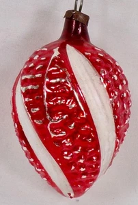 Christmas Ornament Blown Glass Red Bumpy Spiral Twist W Germany Vintage #1355 - Picture 1 of 8