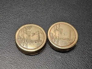 2 Vintage 1930er Marcelle Rouge Rouge goldfarben Mini kompakt mit Puff Art Deco 1 1/2" - Bild 1 von 8