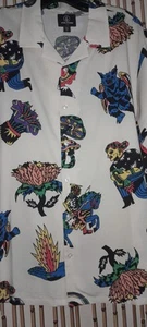 Rare VOLCOM Hawaiian Artist BOB MOLLEMA Folk Print Vtg 2019 Collab Rayon Shirt M - Picture 1 of 5