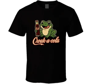 Funny Croak-a-Cola Frog Parody Retro Soda Cartoon Design T Shirt - Picture 1 of 8
