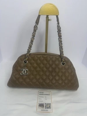 Подлинный Chanel икры кожи просто Mademoiselle серо-серый (серый/бежевый) - Изображение 1 из 4