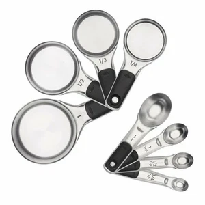 OXO Good Grips Stainless Steel Measuring Cups and Spoons Set 8 Piece Total NEW - Picture 1 of 6