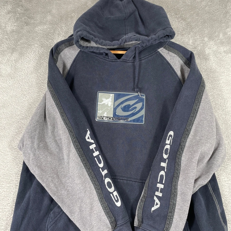 Sudadera con Capucha De Colección Y2K Gotcha Surf Para Hombres Pullover Grande Gris Logo Spellout Patinador Foto 1 de 4