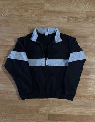 Black and grey vintage style fuzzy zip up jacket - Imagem 1 de 2