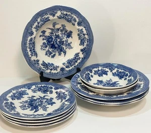 Johnson Brothers ASIATIC PHEASANT Blue & White Plates Soup & Dessert Bowls x10 - Picture 1 of 20