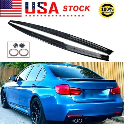Fit BMW F30 F31 3 Series M-Sport 2012-18 Carbon Fiber Look Side Skirts Extension Foto 1 de 4
