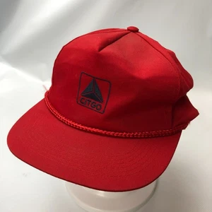 Vintage Citgo Red Adjustable Mesh Trucker Patch Hat Cap Snapback Sportscap Rope - Picture 1 of 9