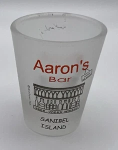 Aaron's Bar Shot Glass Sanibel Island Frosted Glass - Picture 1 of 4
