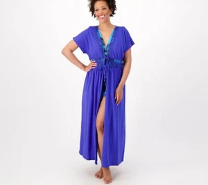 Belle by Kim Gravel Belle Beach Petite Slub Knit Cover Up Blue Dazzle XS/S New - Bild 1 von 1