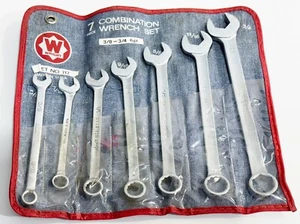 Wright tools 7 piece SAE combination wrench set 12 pt 3/8” to 3/4” USA Pouch 717 - Foto 1 di 11