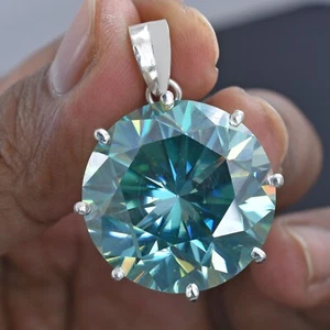 ENORME colgante solitario diamante azul de 40 quilates, brillo y brillo increíbles - Imagen 1 de 8