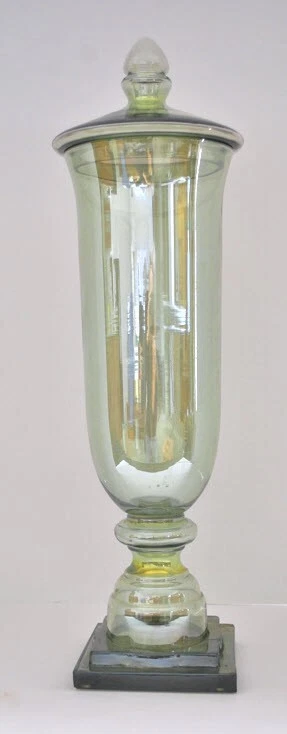 Uttermost Gilli 绿色玻璃药剂师令人惊叹的 21 英寸药剂师带盖全新 WT — 第 1/4 张图片