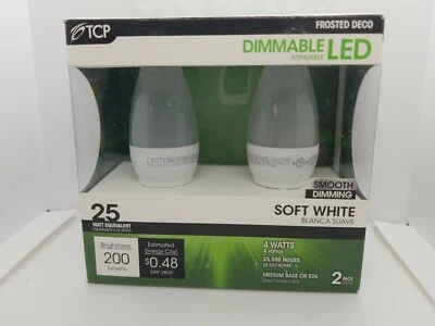 2 pack TCP LED Bulb Dimmable Frosted Deco E26 4W 2700k 25w equal 200lumens  - Image 1 of 3
