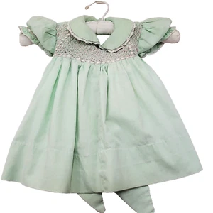 Pintuck Dress Girls Hand Smocked Handmade VTG Pan Collar Short Sleeve - Picture 1 of 24