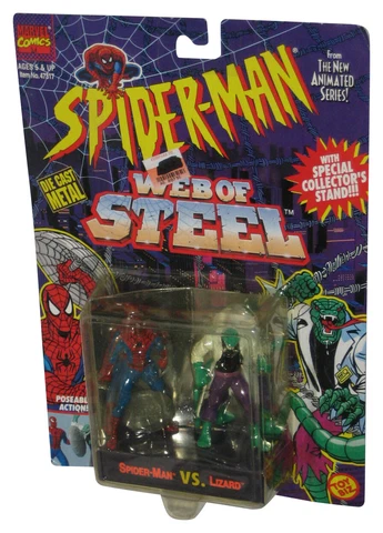 Marvel Spider-Man Web of Steel vs Lizard (1994) Toy Biz Die Cast Metal Figure Se Cover