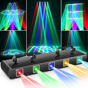 5 Lens RGBY DMX DJ Disco Party Light w/ Laser Stage Effect Lights Projector Beam - Picture 1 of 10