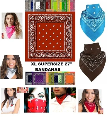 27x27" TALLA GRANDE XL PAISLEY CLÁSICO BANDANA Cabeza Envoltura Facial Máscara Cuello Bufanda Foto 1 de 4