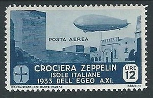 1933 EGEO POSTA AEREA ZEPPELIN 12 LIRE MH * - G006 - Picture 1 of 1