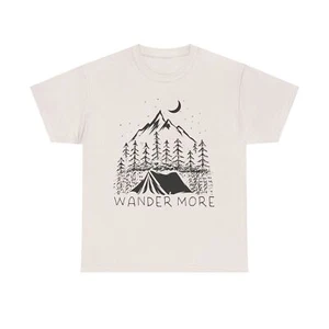 Wander More Camping Wandern Unisex schweres Baumwoll-T-Shirt - Bild 1 von 37
