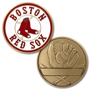 BOSTON RED SOX GUANTE DE PELOTA DE BATE DE BÉISBOL GRABABLE 1,75" MONEDA DE DESAFÍO HECHA EN EE. UU. - Imagen 1 de 1