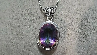 NUEVO SIN ETIQUETAS Samuel B Colgante Topacio Místico Esterlina con Cadena de 18" - TAN BRILLANTE - ¡RETIRADO! Foto 1 de 4