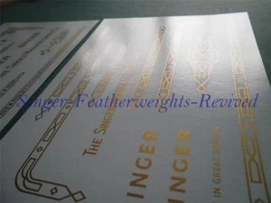 SINGER FEATHERWEIGHT GOLD METALLIC ***PRE TRIMMED*** DECAL SET FOR 221K - 222 K - Picture 1 of 4