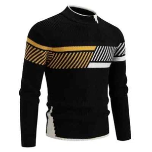 High Quality Men's New Autumn and Winter Casual Warm Color Block Sweater Knit - Picture 1 of 38