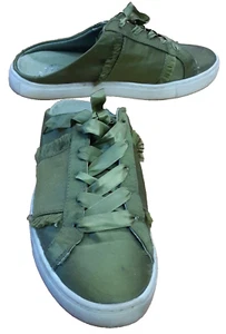 Zapatos Tenis Free People Naples Verde Satinado Espalda Abierta Talla 7/38 Flecos - Imagen 1 de 20