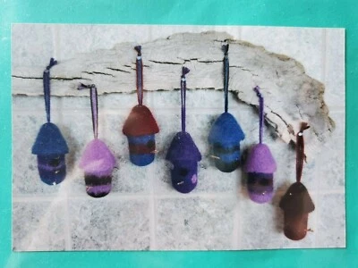 Fiber Trends Felt Birdhouse Ornaments Knitting & Felting Pattern Home Decor 3.5" - Image 1 of 3