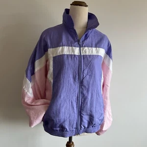 Womens Vintage Aerobics Sports Jacket Pink Purple Size 14 J’Elle Made In Aus - Picture 1 of 8