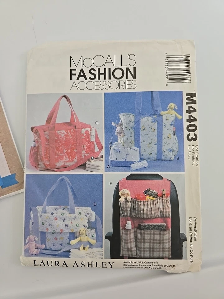 McCall's M4403 Laura Ashley Baby Diaper Bag Car Accessories Sewing Pattern Uncut - Image 1 of 1