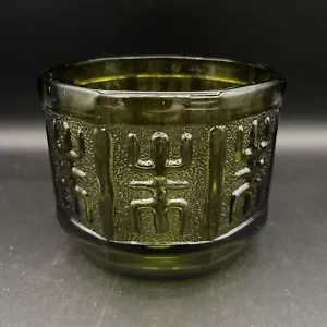 Jardinera de vidrio octágono verde oliva - Indiana Glass 1978 - Jarrón cuenco - Imagen 1 de 5