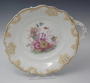 ANTIQUE ENGLISH-IRISH BONE CHINA SERVING PLATE SERVING DISH WITH HANDLE ENAMEL  - Picture 1 of 7