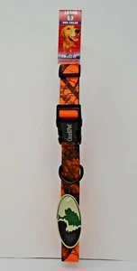 LARGE ADJ. CAMO MOSSY OAK BLAZE ORANGE NYLON DOG COLLAR FREE HANG TAG - Picture 1 of 1