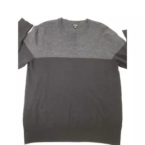 Apt 9 Men's Merino Wool Gray Crew Neck Long Sleeve Colorblock Sweater Medium - Picture 1 of 7