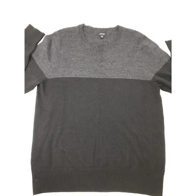 Apt 9 Men's Merino Wool Gray Crew Neck Long Sleeve Colorblock Sweater Medium - Image 1 of 4