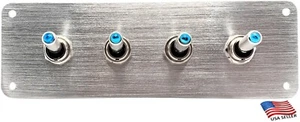 Panel de interruptor de 4 palancas de aluminio cepillado de alta resistencia - interruptores LED AZUL (#3) - Imagen 1 de 7
