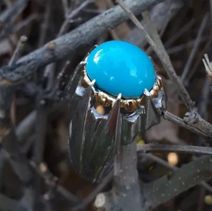 Natural Turquoise Ring Neat & Clean Feroza Ring Sterling Silver 925 A+++ Ring - Picture 1 of 3