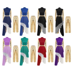 Women Outfit Long Sleeve Dancewear Leg Trousers Dress Church Liturgical Spirit - Picture 1 of 93