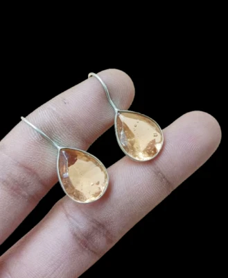 Pendiente hecho a mano de topacio de vidrio facetado piedras preciosas enchapado en plata de ley 925 regalo ~ Foto 1 de 2