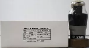 ECC31 MULLARD NOS Black Plate Made in GT,Britain Amplitrex Tested #3827010 - Picture 1 of 8
