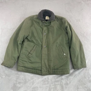 Vintage Middlesex Naval Uniform Navy Deck Jacket Medium Green Sherpa Lined N1 - Picture 1 of 20