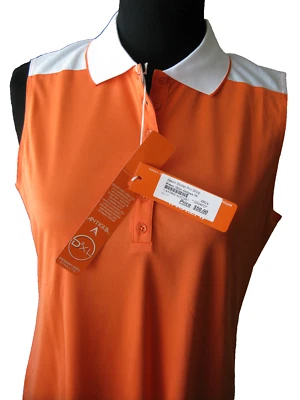 Camisa Polo Antigua Grande Sin Mangas Naranja/Blanco Desert Dry Xtra-Lite Nueva con Etiquetas Foto 1 de 4