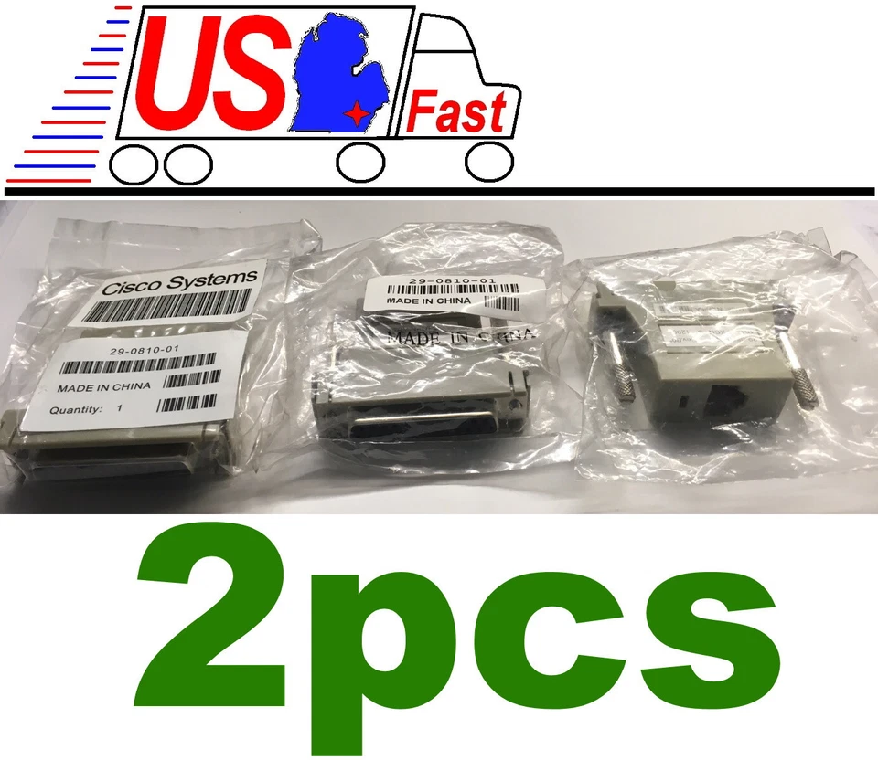 2pcs Cisco Systems Terminal Serial Adapter DB-25-pin Female to RJ-45 8pin Female - Image 1 of 1