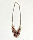 Vintage Metal Fashion Jewelry Choker Necklace Glass Beads Victorian Art Nouveau